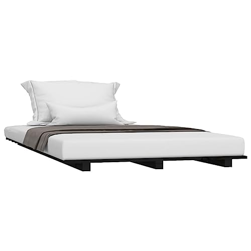 HEFZGDB Massivholzbett Schwarz 100x200 cm Kiefer Ehebett Gästebett Bed Frame Single Bed für Schlafzimmer Herberge Gästezimmer Wohnbereich HEFZGDB Massivholzbett Schwarz 100x200 cm Kiefer Ehebett Gästebett Bed Frame Single Bed für Schlafzimmer Herberge Gästezimmer Wohnbereich von HEFZGDB