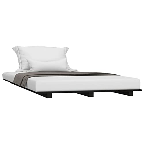 HEFZGDB Massivholzbett Schwarz 75x190 cm Kiefer Ehebett Gästebett Bed Frame Single Bed für Schlafzimmer Herberge Gästezimmer Wohnbereich HEFZGDB Massivholzbett Schwarz 75x190 cm Kiefer Ehebett Gästebett Bed Frame Single Bed für Schlafzimmer Herberge Gästezimmer Wohnbereich von HEFZGDB