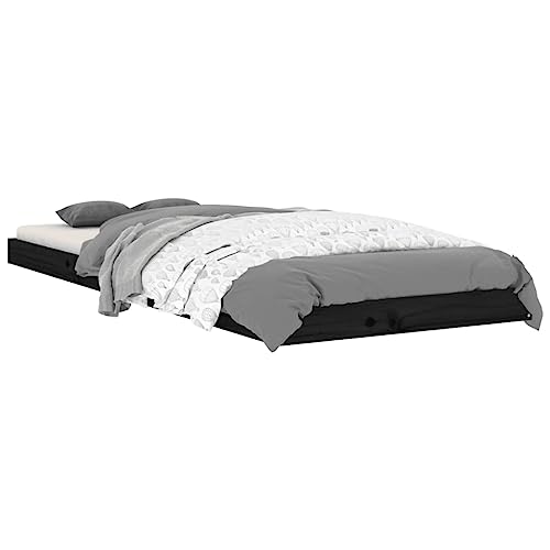 HEFZGDB Massivholzbett Schwarz 75x190 cm Kiefer Jugendbett Bettgestell Familienbett Doppelbett für Gästezimmer Herberge Wohnbereich Schlafzimmer HEFZGDB Massivholzbett Schwarz 75x190 cm Kiefer Jugendbett Bettgestell Familienbett Doppelbett für Gästezimmer Herberge Wohnbereich Schlafzimmer von HEFZGDB