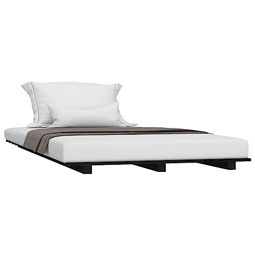 HEFZGDB Massivholzbett Schwarz 90x200 cm Kiefer Ehebett Gästebett Bed Frame Single Bed für Schlafzimmer Herberge Gästezimmer Wohnbereich HEFZGDB Massivholzbett Schwarz 90x200 cm Kiefer Ehebett Gästebett Bed Frame Single Bed für Schlafzimmer Herberge Gästezimmer Wohnbereich von HEFZGDB