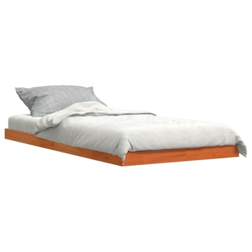 HEFZGDB Massivholzbett Wachsbraun 90x200 cm Kiefer Jugendbett Bettgestell Familienbett Doppelbett für Gästezimmer Herberge Wohnbereich Schlafzimmer von HEFZGDB