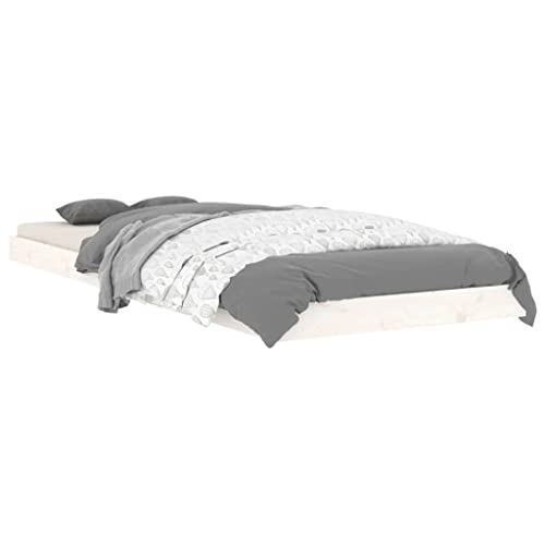HEFZGDB Massivholzbett Weiß 75x190 cm Kiefer Jugendbett Bettgestell Familienbett Doppelbett für Gästezimmer Herberge Wohnbereich Schlafzimmer HEFZGDB Massivholzbett Weiß 75x190 cm Kiefer Jugendbett Bettgestell Familienbett Doppelbett für Gästezimmer Herberge Wohnbereich Schlafzimmer von HEFZGDB