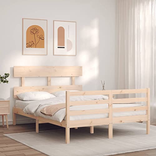 HEFZGDB Massivholzbett mit Kopfteil 120x200 cm Single Bed Gästebett Doppelbett Bettrahmen für Wohnbereich Gästezimmer Schlafzimmer Herberge von HEFZGDB