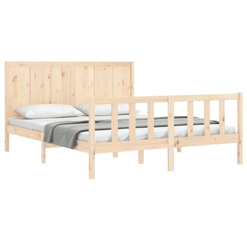 HEFZGDB Massivholzbett mit Kopfteil Ehebett Gästebett Familienbett Single Bed für Wohnbereich Schlafzimmer Herberge Gästezimmer von HEFZGDB