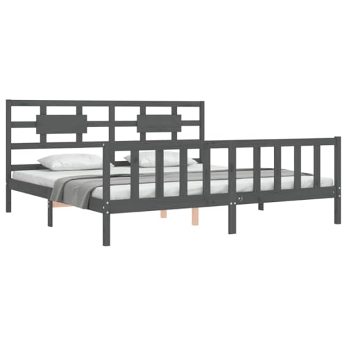 HEFZGDB Massivholzbett mit Kopfteil Grau 200x200 cm Daybed Gästebett Bed Frame Einzelbett für Schlafzimmer Gästezimmer Wohnbereich Herberge HEFZGDB Massivholzbett mit Kopfteil Grau 200x200 cm Daybed Gästebett Bed Frame Einzelbett für Schlafzimmer Gästezimmer Wohnbereich Herberge von HEFZGDB