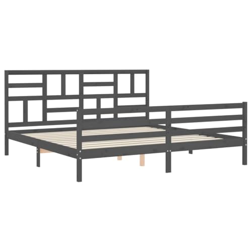HEFZGDB Massivholzbett mit Kopfteil Grau 200x200 cm Jugendbett Bettgestell Familienbett Doppelbett für Wohnbereich Herberge Gästezimmer Schlafzimmer HEFZGDB Massivholzbett mit Kopfteil Grau 200x200 cm Jugendbett Bettgestell Familienbett Doppelbett für Wohnbereich Herberge Gästezimmer Schlafzimmer von HEFZGDB