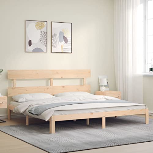 HEFZGDB Massivholzbett mit Kopfteil Jugendbett Bettgestell Familienbett Doppelbett für Gästezimmer Herberge Schlafzimmer Wohnbereich von HEFZGDB