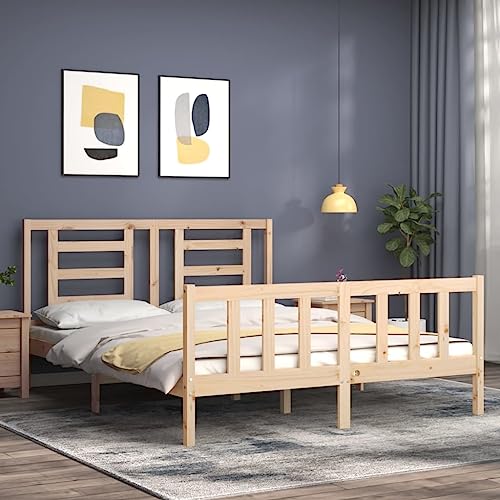HEFZGDB Massivholzbett mit Kopfteil Jugendbett Gästebett Familienbett Bettrahmen für Schlafzimmer Gästezimmer Herberge Wohnbereich HEFZGDB Massivholzbett mit Kopfteil Jugendbett Gästebett Familienbett Bettrahmen für Schlafzimmer Gästezimmer Herberge Wohnbereich von HEFZGDB