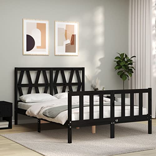 HEFZGDB Massivholzbett mit Kopfteil Schwarz 140x190 cm Daybed Bettgestell Familienbett Doppelbett für Herberge Gästezimmer Wohnbereich Schlafzimmer HEFZGDB Massivholzbett mit Kopfteil Schwarz 140x190 cm Daybed Bettgestell Familienbett Doppelbett für Herberge Gästezimmer Wohnbereich Schlafzimmer von HEFZGDB