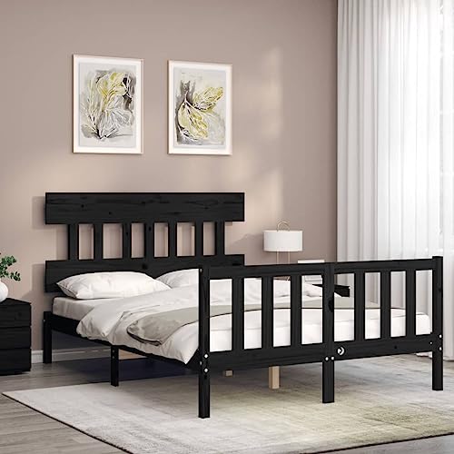 HEFZGDB Massivholzbett mit Kopfteil Schwarz 140x190 cm Daybed Gästebett Bed Frame Bettrahmen für Schlafzimmer Herberge Gästezimmer Wohnbereich HEFZGDB Massivholzbett mit Kopfteil Schwarz 140x190 cm Daybed Gästebett Bed Frame Bettrahmen für Schlafzimmer Herberge Gästezimmer Wohnbereich von HEFZGDB