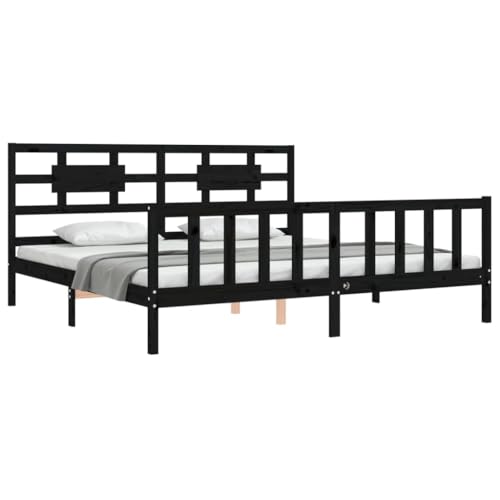 HEFZGDB Massivholzbett mit Kopfteil Schwarz 200x200 cm Daybed Gästebett Bed Frame Einzelbett für Schlafzimmer Gästezimmer Wohnbereich Herberge HEFZGDB Massivholzbett mit Kopfteil Schwarz 200x200 cm Daybed Gästebett Bed Frame Einzelbett für Schlafzimmer Gästezimmer Wohnbereich Herberge von HEFZGDB