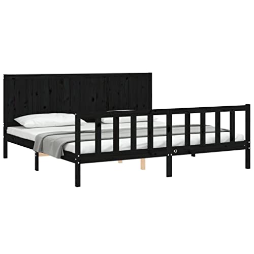 HEFZGDB Massivholzbett mit Kopfteil Schwarz 200x200 cm Ehebett Gästebett Familienbett Single Bed für Wohnbereich Schlafzimmer Herberge Gästezimmer HEFZGDB Massivholzbett mit Kopfteil Schwarz 200x200 cm Ehebett Gästebett Familienbett Single Bed für Wohnbereich Schlafzimmer Herberge Gästezimmer von HEFZGDB