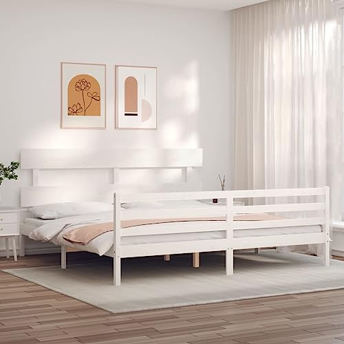 HEFZGDB Massivholzbett mit Kopfteil Weiß 200x200 cm Single Bed Gästebett Doppelbett Bettrahmen für Wohnbereich Gästezimmer Schlafzimmer Herberge HEFZGDB Massivholzbett mit Kopfteil Weiß 200x200 cm Single Bed Gästebett Doppelbett Bettrahmen für Wohnbereich Gästezimmer Schlafzimmer Herberge von HEFZGDB