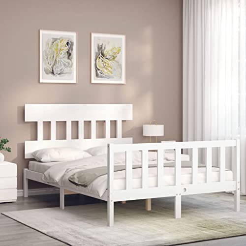 HEFZGDB Massivholzbett mit Kopfteil Weiß Daybed Gästebett Bed Frame Bettrahmen für Schlafzimmer Herberge Gästezimmer Wohnbereich von HEFZGDB