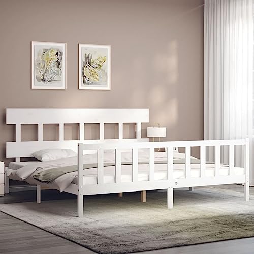 HEFZGDB Massivholzbett mit Kopfteil Weiß Daybed Gästebett Bed Frame Bettrahmen für Schlafzimmer Herberge Gästezimmer Wohnbereich HEFZGDB Massivholzbett mit Kopfteil Weiß Daybed Gästebett Bed Frame Bettrahmen für Schlafzimmer Herberge Gästezimmer Wohnbereich von HEFZGDB