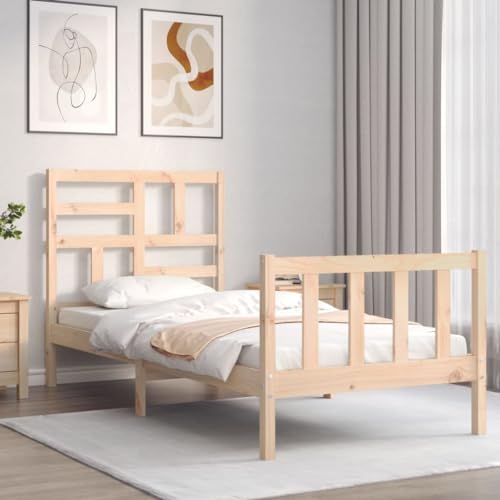 HEFZGDB Massivholzbett ohne Matratze 100x200 cm Kiefernholz Bette Gästebett Bettgestell Doppelbett für Herberge Wohnbereich Schlafzimmer Gästezimmer von HEFZGDB