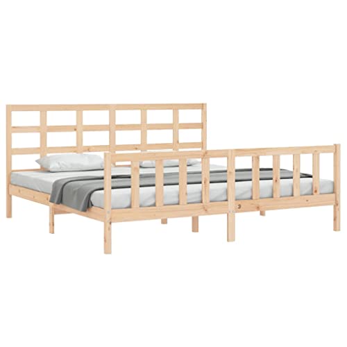 HEFZGDB Massivholzbett ohne Matratze 200x200 cm Kiefer Einzelbett Bed Frame Doppelbett Bettrahmen für Herberge Wohnbereich Gästezimmer Schlafzimmer von HEFZGDB