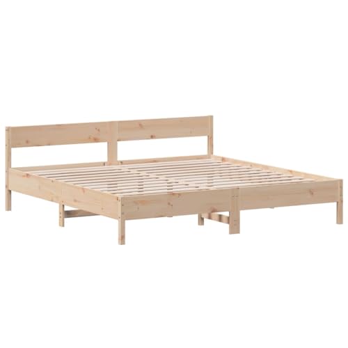 HEFZGDB Massivholzbett ohne Matratze 200x200 cm Kiefer Jugendbett Bettgestell Familienbett Doppelbett für Gästezimmer Wohnbereich Herberge Schlafzimmer von HEFZGDB