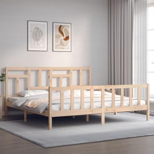 HEFZGDB Massivholzbett ohne Matratze 200x200 cm Kiefer Jugendbett Gästebett Bed Frame Einzelbett für Gästezimmer Herberge Wohnbereich Schlafzimmer HEFZGDB Massivholzbett ohne Matratze 200x200 cm Kiefer Jugendbett Gästebett Bed Frame Einzelbett für Gästezimmer Herberge Wohnbereich Schlafzimmer von HEFZGDB