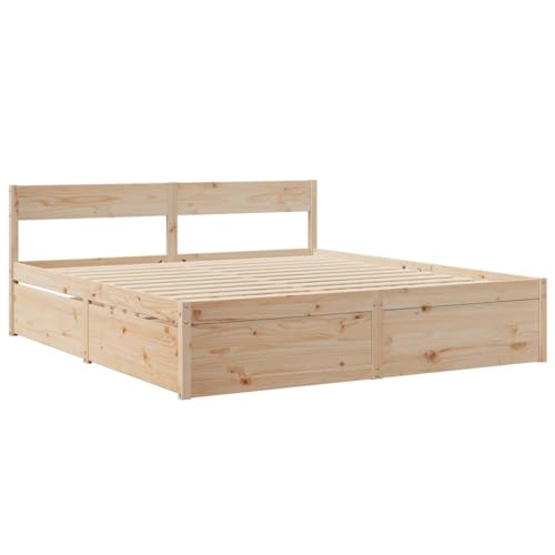 HEFZGDB Massivholzbett ohne Matratze 200x200 cm Kiefer Single Bed Bed Frame Familienbett Bettrahmen für Schlafzimmer Wohnbereich Herberge Gästezimmer von HEFZGDB