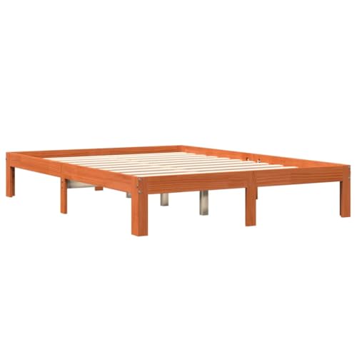 HEFZGDB Massivholzbett ohne Matratze Wachsbraun 120x190 cm Kiefernholz Ehebett Gästebett Familienbett Einzelbett für Schlafzimmer Herberge Wohnbereich Gästezimmer von HEFZGDB