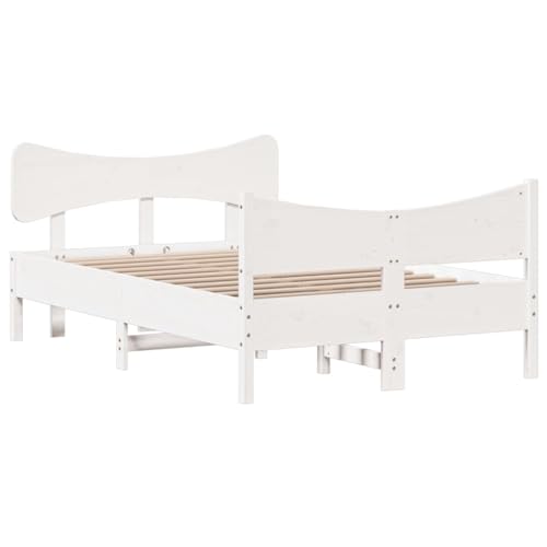 HEFZGDB Massivholzbett ohne Matratze Weiß 120x200 cm Kiefernholz Guest Bed Gästebett Bed Frame Familienbett für Gästezimmer Wohnbereich Herberge Schlafzimmer von HEFZGDB