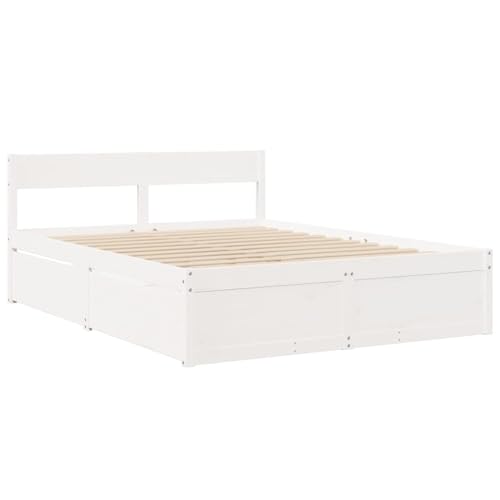 HEFZGDB Massivholzbett ohne Matratze Weiß 140x200 cm Kiefernholz Single Bed Bed Frame Familienbett Bettrahmen für Schlafzimmer Wohnbereich Herberge Gästezimmer HEFZGDB Massivholzbett ohne Matratze Weiß 140x200 cm Kiefernholz Single Bed Bed Frame Familienbett Bettrahmen für Schlafzimmer Wohnbereich Herberge Gästezimmer von HEFZGDB