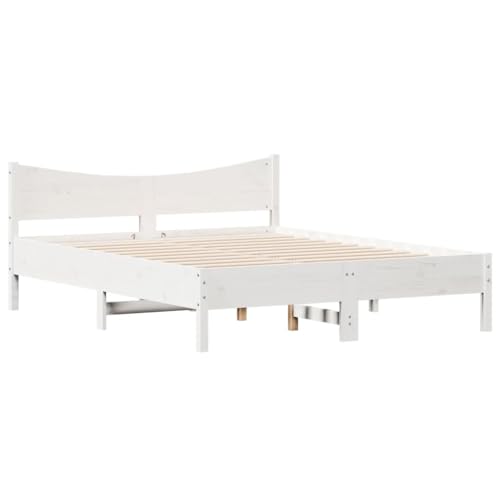 HEFZGDB Massivholzbett ohne Matratze Weiß 160x200 Kiefernholz Single Bed Gästebett Einzelbetten Einzelbett für Schlafzimmer Wohnbereich Herberge Gästezimmer HEFZGDB Massivholzbett ohne Matratze Weiß 160x200 Kiefernholz Single Bed Gästebett Einzelbetten Einzelbett für Schlafzimmer Wohnbereich Herberge Gästezimmer von HEFZGDB