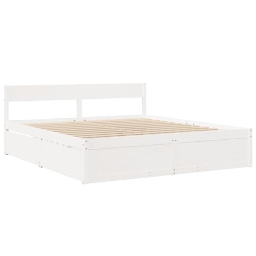 HEFZGDB Massivholzbett ohne Matratze Weiß 200x200 cm Kiefernholz Single Bed Bed Frame Familienbett Bettrahmen für Schlafzimmer Wohnbereich Herberge Gästezimmer HEFZGDB Massivholzbett ohne Matratze Weiß 200x200 cm Kiefernholz Single Bed Bed Frame Familienbett Bettrahmen für Schlafzimmer Wohnbereich Herberge Gästezimmer von HEFZGDB