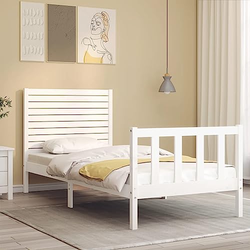 HEFZGDB Massivholzbett ohne Matratze Weiß Kiefernholz Double Bed Gästebett Bed Frame Doppelbett für Herberge Schlafzimmer Gästezimmer Wohnbereich HEFZGDB Massivholzbett ohne Matratze Weiß Kiefernholz Double Bed Gästebett Bed Frame Doppelbett für Herberge Schlafzimmer Gästezimmer Wohnbereich von HEFZGDB