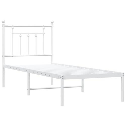 HEFZGDB Metallbett ohne Matratze mit Kopfteil Weiß 75x190 cm Double Bed Bettgestell Bed Frame Einzelbetten für Herberge Gästezimmer Wohnbereich Schlafzimmer von HEFZGDB