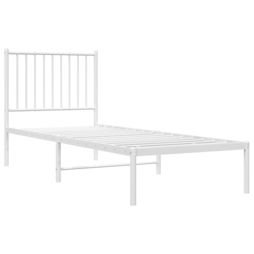 HEFZGDB Metallbett ohne Matratze mit Kopfteil Weiß 75x190 cm Single Bed Gästebett Einzelbetten Einzelbett für Gästezimmer Herberge Schlafzimmer Wohnbereich von HEFZGDB