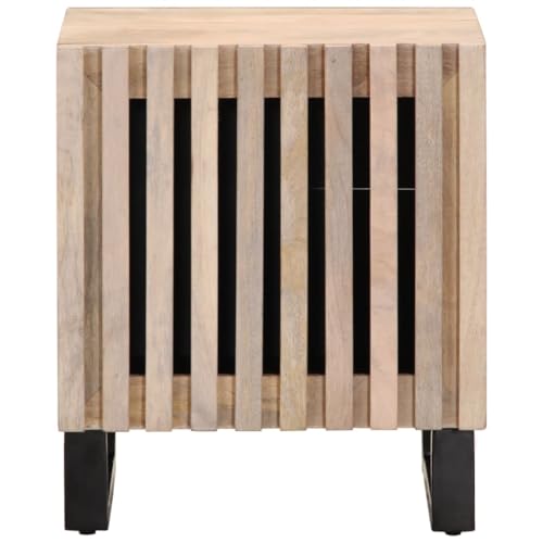 HEFZGDB Nachttisch 40x34x46 cm Gebleichtes Massivholz Mango Sideboard Wohnzimmer Nachtschrank Beistelltisch Nachtschränkchen für Wohnzimmer Hotel Gästezimmer Schlafzimmer von HEFZGDB