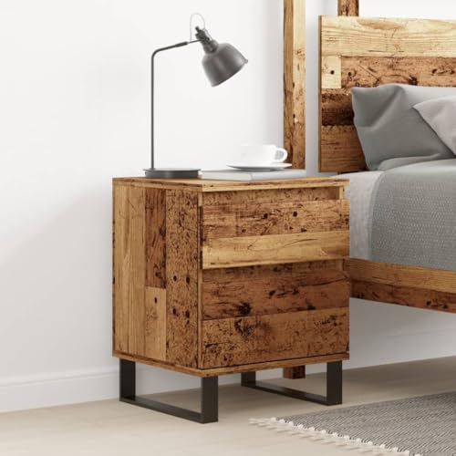 HEFZGDB Nachttisch Altholz-Optik 40x35x50 cm Holzwerkstoff Anrichte Nachttische Wohnzimmertisch Bartisch für Hotel Wohnzimmer Gästezimmer Schlafzimmer von HEFZGDB