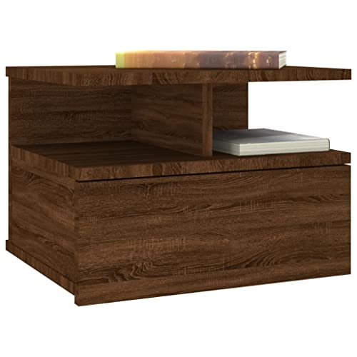 HEFZGDB Nachttisch Hängend Braun Eichen-Optik 40x31x27 cm Holzwerkstoff Nachtschränkchen Nachtschrank Konsolentisch Stubentisch für Wohnzimmer Schlafzimmer Hotel Gästezimmer von HEFZGDB