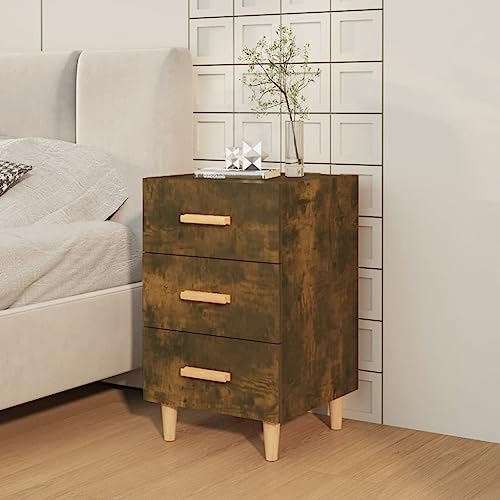 HEFZGDB Nachttisch Räuchereiche 40x40x66 cm Holzwerkstoff Nachttisch Vintage Nachttische Nachtkästchen Sideboard Wohnzimmer für Wohnzimmer Hotel Gästezimmer Schlafzimmer von HEFZGDB