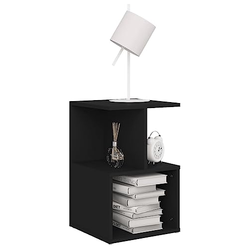 HEFZGDB Nachttisch Schwarz 35x35x55 cm Holzwerkstoff Nachtschränkchen Beistelltisch Bartisch Lowboard für Wohnzimmer Schlafzimmer Hotel Gästezimmer von HEFZGDB