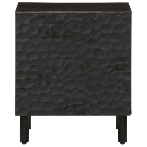 HEFZGDB Nachttisch Schwarz 40x33x46 cm Massivholz Mango Anrichte Nachtkästchen Nachtschrank Nachttischschrank für Gästezimmer Schlafzimmer Wohnzimmer Hotel von HEFZGDB