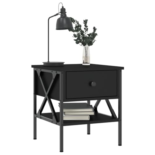 HEFZGDB Nachttisch Schwarz 40x42x45 cm Holzwerkstoff Nachttisch Modern Nachttische Nachtschrank Sideboard Wohnzimmer für Gästezimmer Wohnzimmer Hotel Schlafzimmer von HEFZGDB