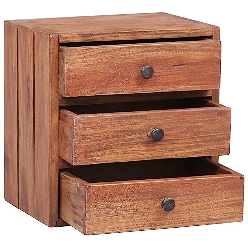 HEFZGDB Nachttisch mit 3 Schubladen 35x25x35 cm Altholz Massiv Nachttisch Vintage Nachttische Wohnzimmertisch Stubentisch für Hotel Wohnzimmer Schlafzimmer Gästezimmer von HEFZGDB