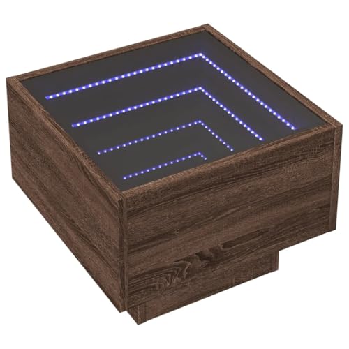 HEFZGDB Nachttisch mit Infinity-LED Braun Eichen-Optik 40x40x30 cm Nachttisch Organizer Nachttische Wohnzimmertisch Küchentisch für Gästezimmer Wohnzimmer Hotel Schlafzimmer von HEFZGDB