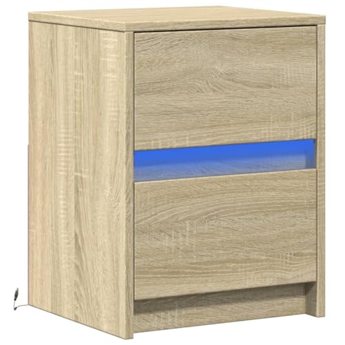 HEFZGDB Nachttisch mit LED-Leuchten Sonoma Eiche Holzwerkstoff Nachttisch Vintage Nachtschrank Beistelltisch Küchentisch für Schlafzimmer Wohnzimmer Gästezimmer Hotel HEFZGDB Nachttisch mit LED-Leuchten Sonoma Eiche Holzwerkstoff Nachttisch Vintage Nachtschrank Beistelltisch Küchentisch für Schlafzimmer Wohnzimmer Gästezimmer Hotel von HEFZGDB