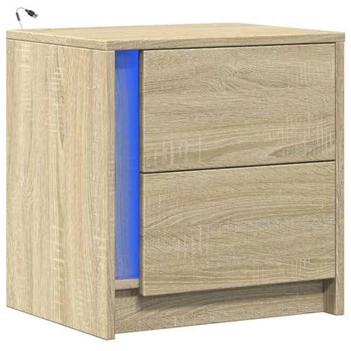 HEFZGDB Nachttisch mit LED-Leuchten Sonoma Eiche Holzwerkstoff Sideboard Wohnzimmer Nachtschrank Beistelltisch Nachtschränkchen für Schlafzimmer Gästezimmer Hotel Wohnzimmer HEFZGDB Nachttisch mit LED-Leuchten Sonoma Eiche Holzwerkstoff Sideboard Wohnzimmer Nachtschrank Beistelltisch Nachtschränkchen für Schlafzimmer Gästezimmer Hotel Wohnzimmer von HEFZGDB