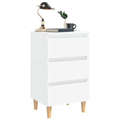 HEFZGDB Nachttisch mit Massivholz-Beinen Weiß 40x35x69 cm Sideboard Wohnzimmer Nachtschrank Beistelltisch Nachtschränkchen für Hotel Wohnzimmer Gästezimmer Schlafzimmer von HEFZGDB
