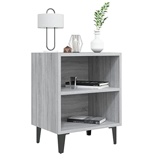 HEFZGDB Nachttisch mit Metallbeinen Grau Sonoma 40x30x50 cm Kaffeetisch Nachttische Couchtisch Bartisch für Schlafzimmer Gästezimmer Wohnzimmer Hotel von HEFZGDB