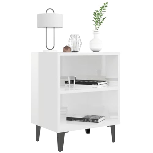 HEFZGDB Nachttisch mit Metallbeinen Hochglanz-Weiß 40x30x50 cm Kaffeetisch Nachttische Couchtisch Bartisch für Schlafzimmer Gästezimmer Wohnzimmer Hotel HEFZGDB Nachttisch mit Metallbeinen Hochglanz-Weiß 40x30x50 cm Kaffeetisch Nachttische Couchtisch Bartisch für Schlafzimmer Gästezimmer Wohnzimmer Hotel von HEFZGDB