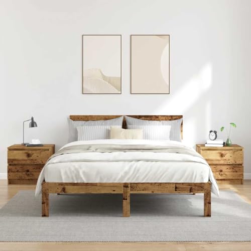 HEFZGDB Nachttische 2 STK. Altholz-Optik 50x40x43,5 cm Holzwerkstoff Nachttisch Vintage Nachttische Konsolentisch Lowboard für Hotel Wohnzimmer Gästezimmer Schlafzimmer HEFZGDB Nachttische 2 STK. Altholz-Optik 50x40x43,5 cm Holzwerkstoff Nachttisch Vintage Nachttische Konsolentisch Lowboard für Hotel Wohnzimmer Gästezimmer Schlafzimmer von HEFZGDB