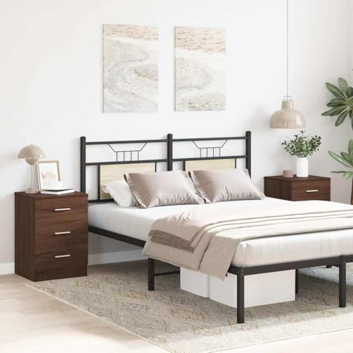 HEFZGDB Nachttische 2 STK. Braun Eichen-Optik 38x35x56 cm Holzwerkstoff Nachtschränkchen Wohnzimmertisch Konsolentisch Lowboard für Gästezimmer Wohnzimmer Hotel Schlafzimmer von HEFZGDB