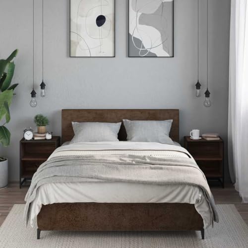 HEFZGDB Nachttische 2 STK. Braun Eichen-Optik Holzwerkstoff Metall Kaffeetisch Nachtkästchen Nachtschrank Lowboard für Wohnzimmer Gästezimmer Schlafzimmer Hotel von HEFZGDB