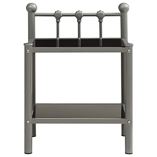 HEFZGDB Nachttische 2 STK. Grau und Schwarz Metall und Glas Stubentisch Couchtisch Konsolentisch Lowboard für Hotel Schlafzimmer Wohnzimmer Gästezimmer von HEFZGDB